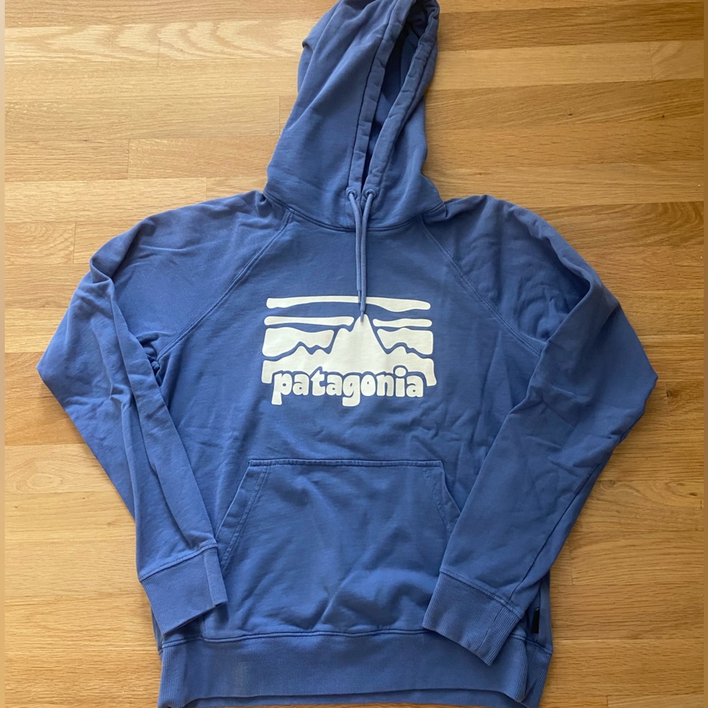 Patagonia hoodie, blue/purple